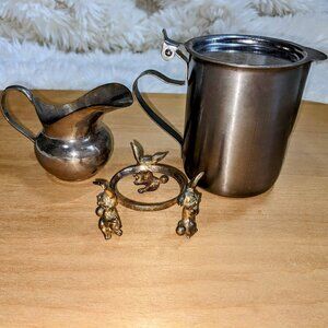 Silver Metal Serveware Vintage Decor